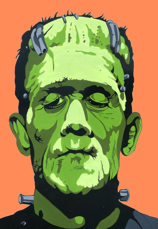 Gouache flash portrait de frankenstein