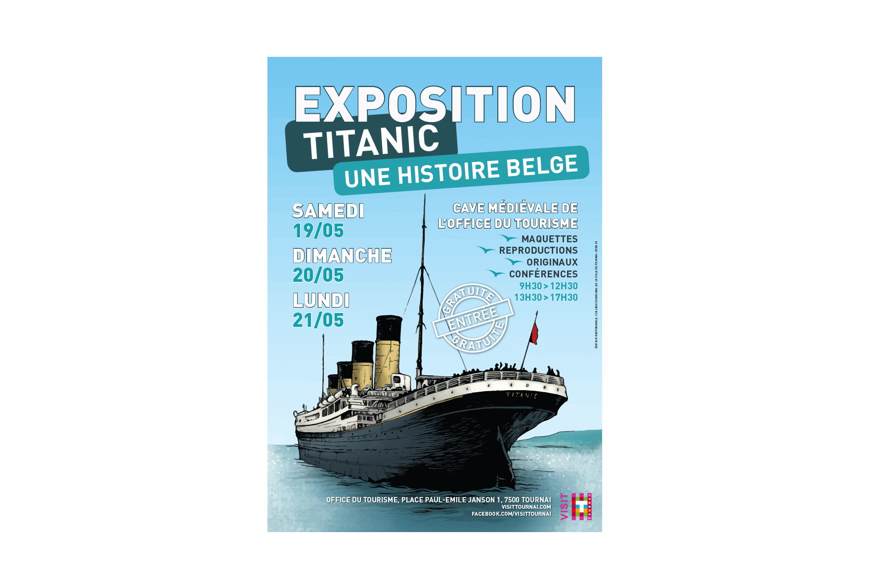 Bâche pour l'exposition Titanic et Affiche pour une exposition à Béclers